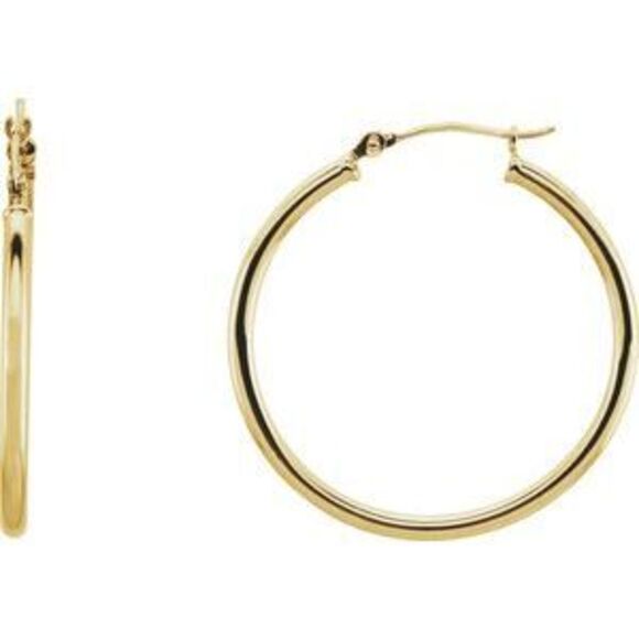 14K Yellow Tube 30 mm Hoop Earrings,All Products : American Fashion Style Bags On Sale